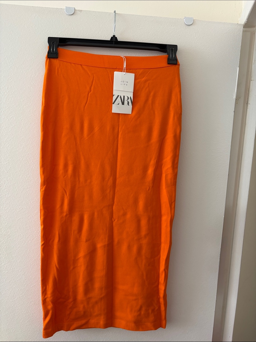 Zara Bright Orange Midi Pencil Skirt